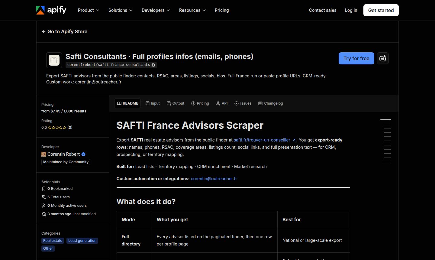 Safti sur Apify