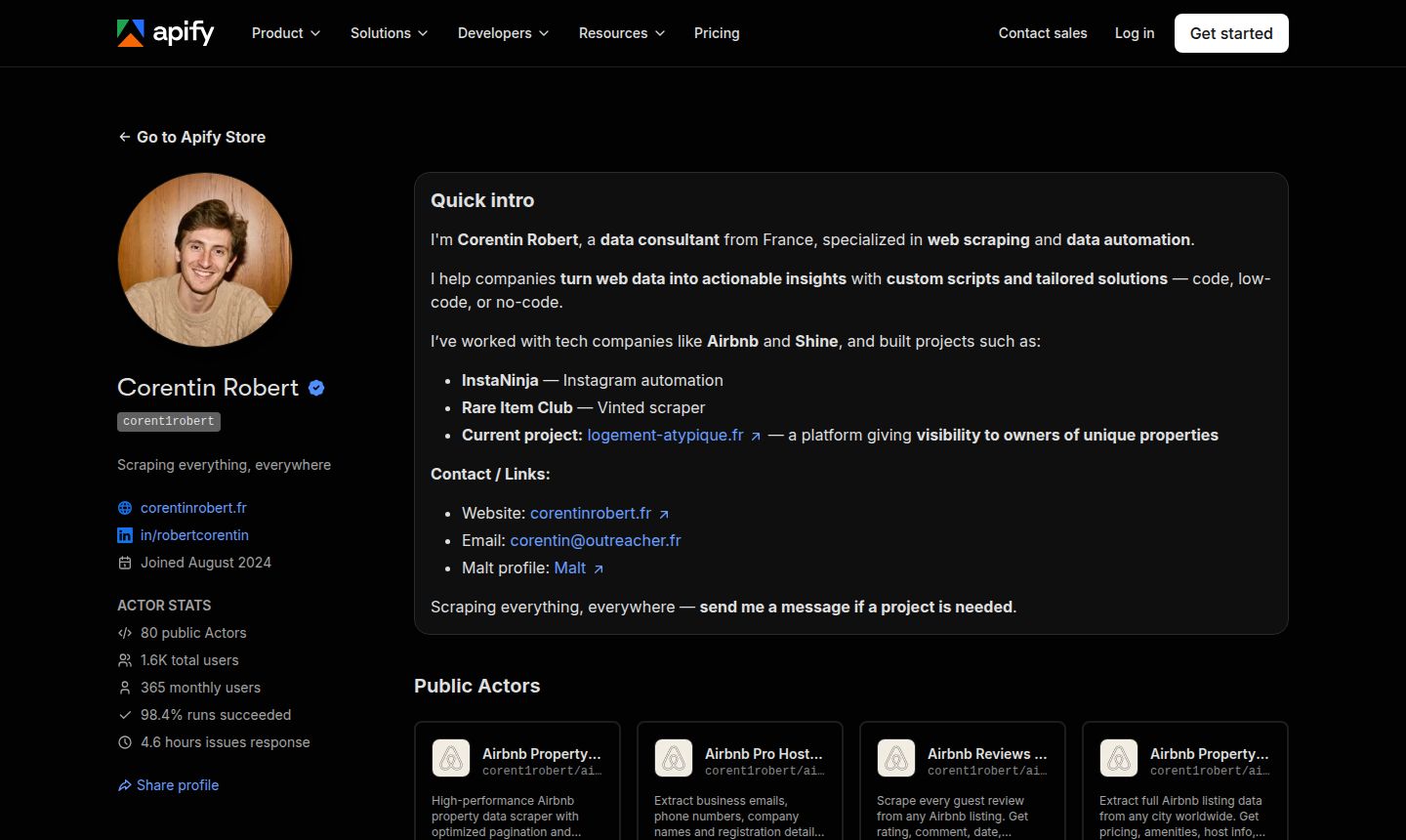Mon profil Apify